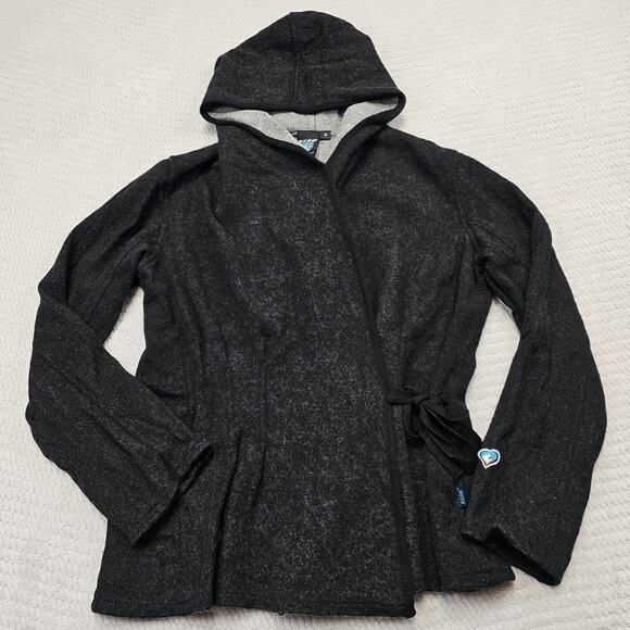 Kuhl Sweater Jacket Womens Medium 100% Merino Wool Side Tie Hooded - Picture 1 of 8